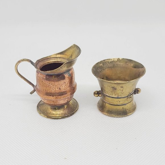 Vintage Miniature Brass/Copper Pitcher/Bucket - Picture 3 of 7